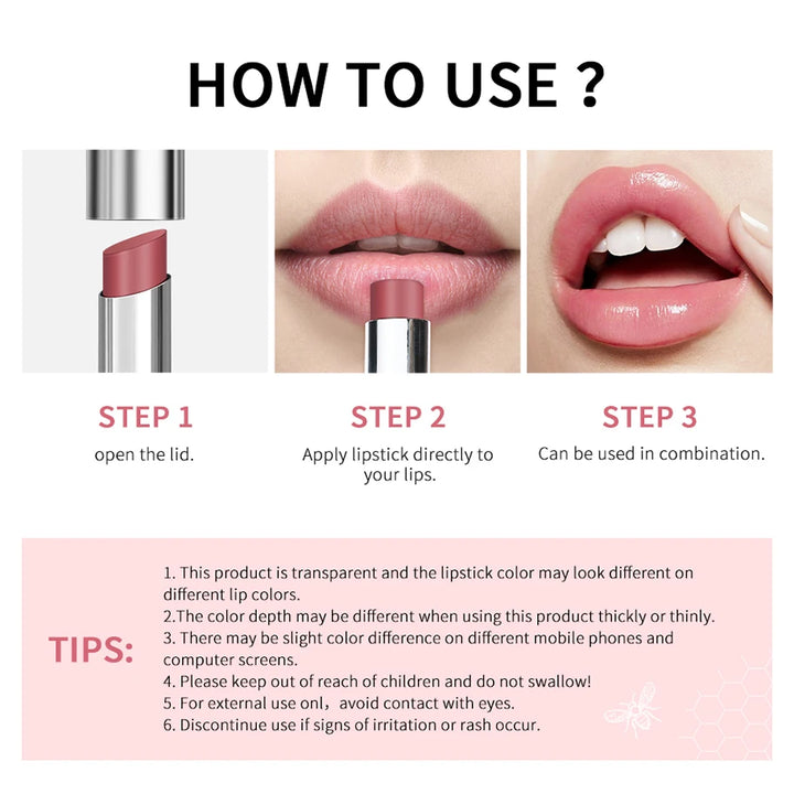 Black Honey Lipstick Long Lasting Moisturizing Natural Lip Plumper Makeup Lip Plumping Gloss Cosmetics Exfoliating for Lip