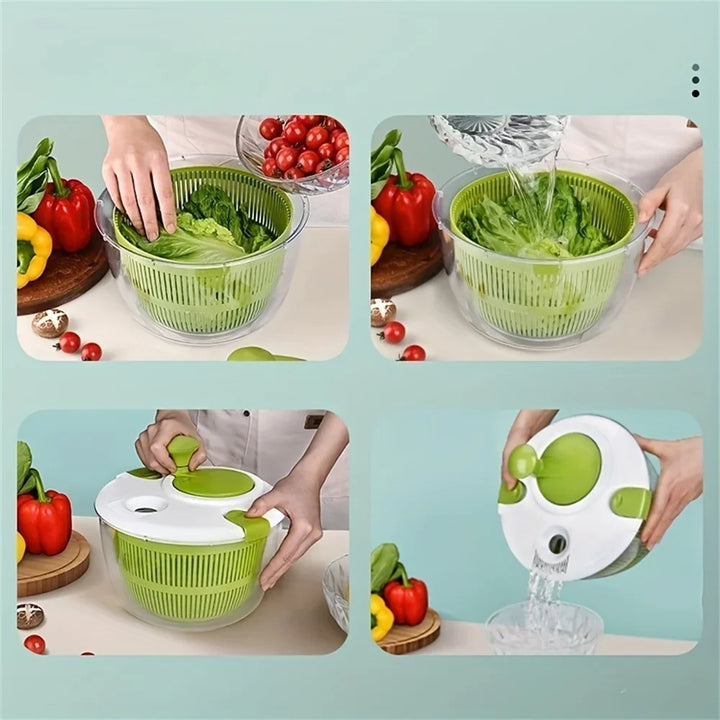 Salad mixer, lettuce washer, dryer, drainer, strainer for washing and drying leafy vegetables, kitchen tools