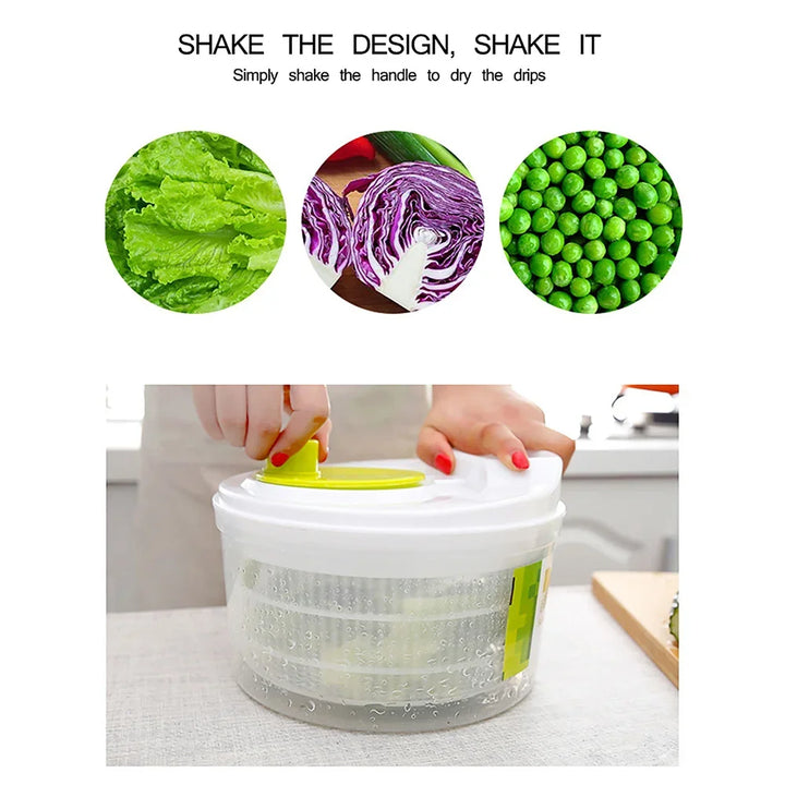 Salad mixer, lettuce washer, dryer, drainer, strainer for washing and drying leafy vegetables, kitchen tools