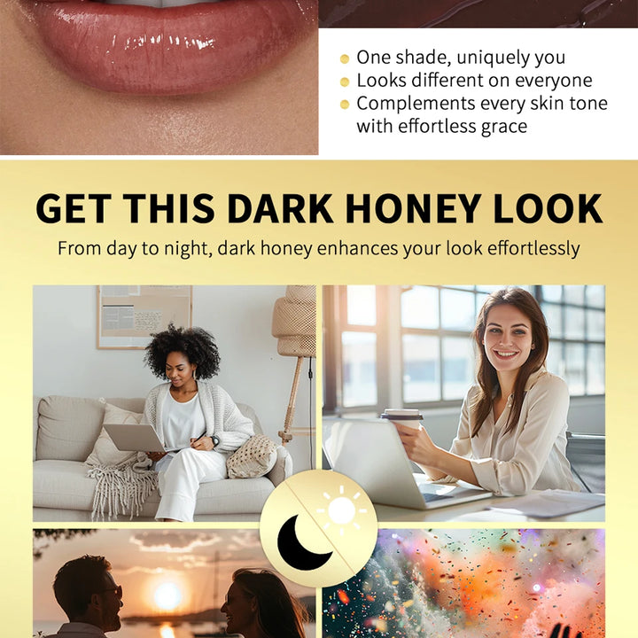 Black Honey Lipstick Long Lasting Moisturizing Natural Lip Plumper Makeup Lip Plumping Gloss Cosmetics Exfoliating for Lip